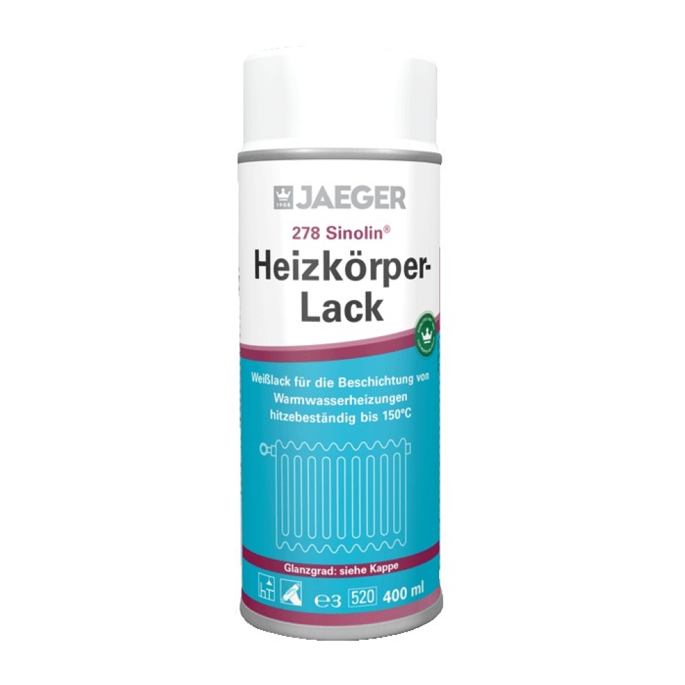 JAEGER Sinolin Heizkörperlack Spray 278, Seidenglänzend, Weiß, 400 ml