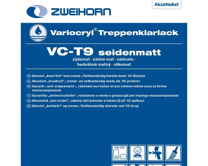 Zweihorn Treppenklarlack Variocryl VC-T9, Seidenmatt, 5 l