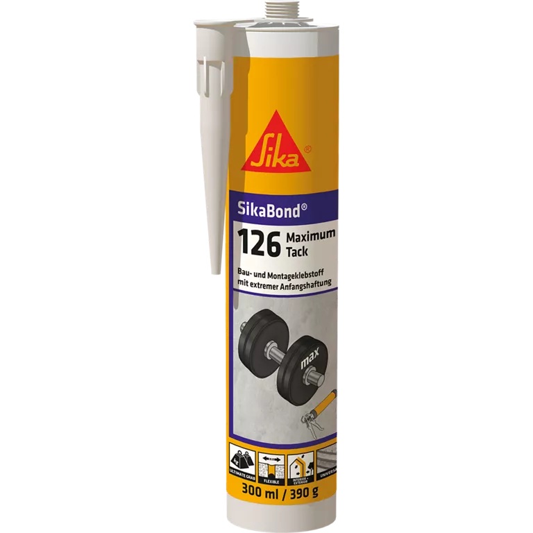 Sika Bau- und Montageklebstoff Bond 126 MaximumTack, Weiß, 600 ml