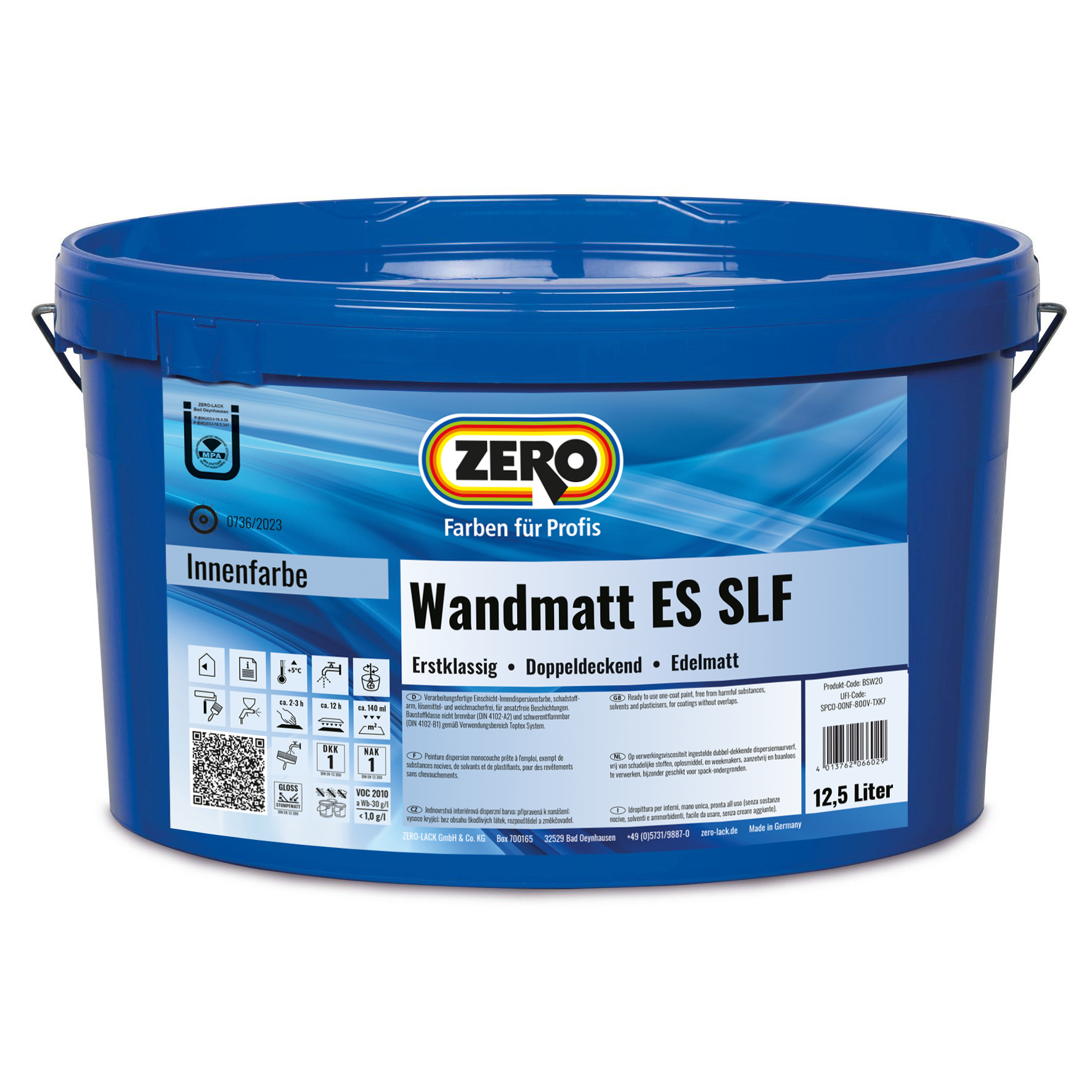 ZERO Dispersionsfarbe Wandmatt ES DK+MG Plus, Weiß, 12,5 l