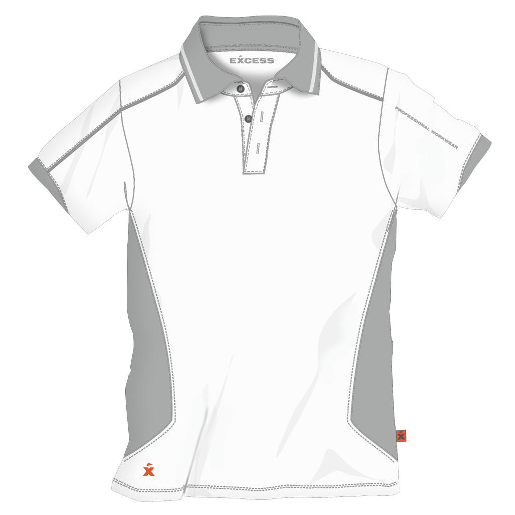 Excess Workwear Poloshirt Active Pro, Weiß-Grau, Größe XS