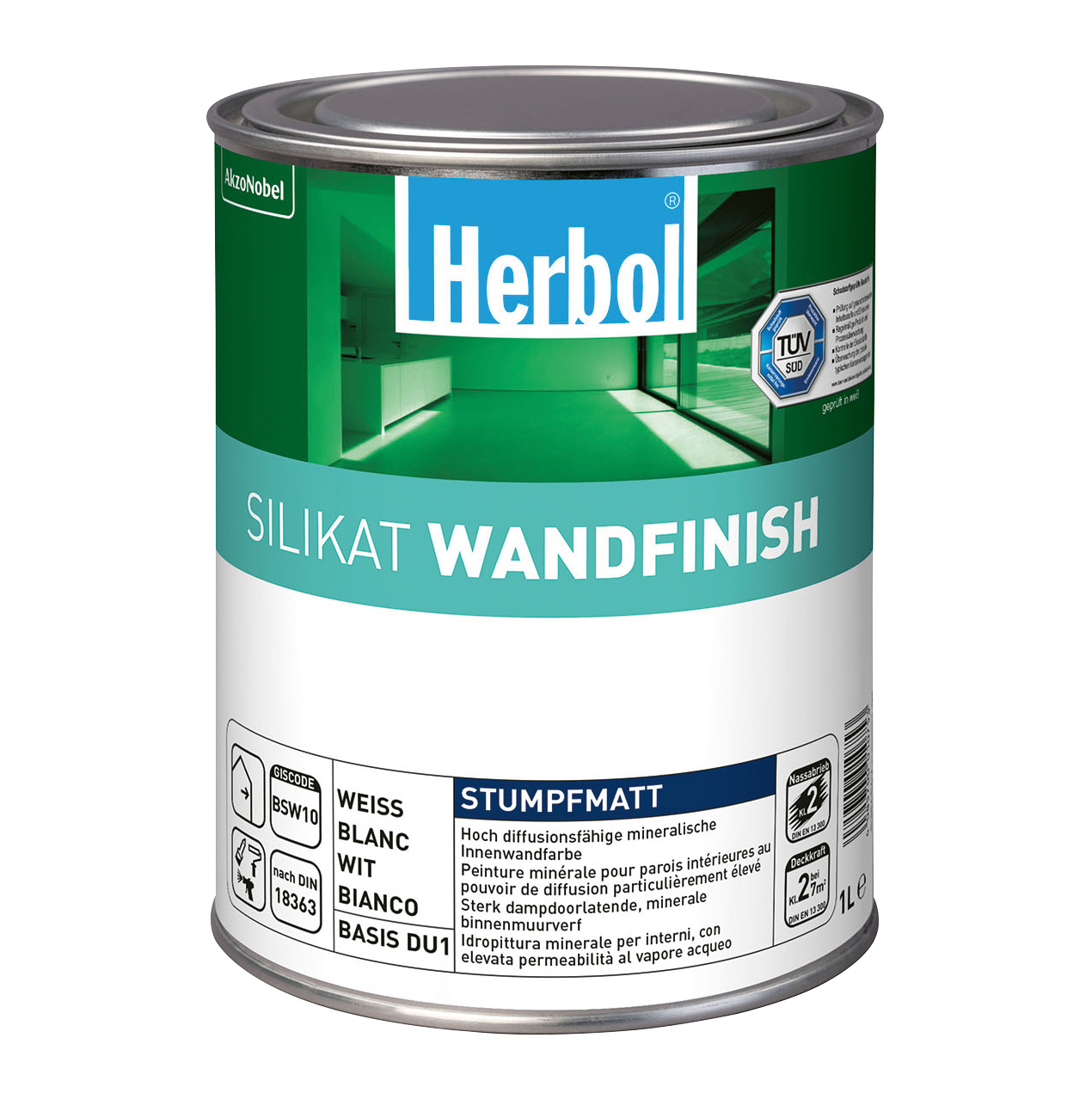 Herbol Innenfarbe Silikat Wandfinish, 1 l